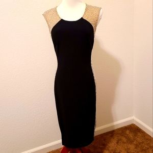 XSCAPE Two Toned Beaded Dress
